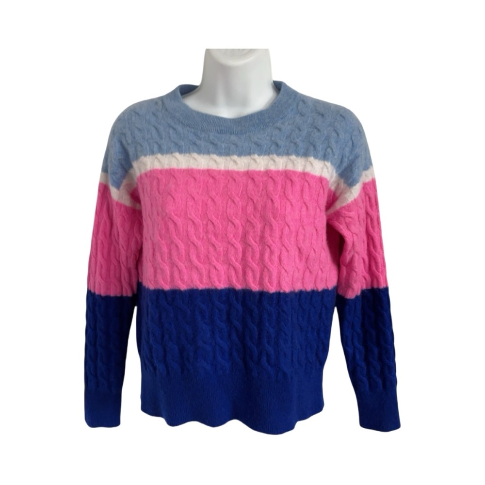 Aqua Vibrant 100% Cashmere Sweater Pink Blue Size Small